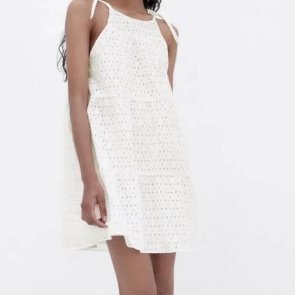ZARA White Eyelet Sleeveless Embroidered Dress S cottage EUC‎ - Picture 4 of 15